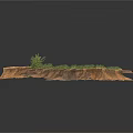 Realistic Modern Military Scene With Broken Cliff Military Trucks And Lush Greenery