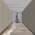 Long Elevator Corridor With Light And Dark Textured Walls And Wave Pattern Floor 3d model