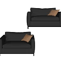 Modern Gray Leather Single Sofa With Orange Pillow And Minimalist Design 3d model