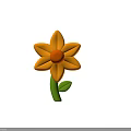 Vibrant Yellow Flower Plant with Bright Orange Center and Green Stem Leaves