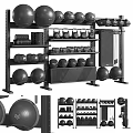 Multi Tiered Fitness Equipment Rack With Dumbbells Medicine Balls And Exercise Balls
