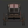 Classic Red And Black Antique Carriage With Wooden Wheels And Golden Emblem
