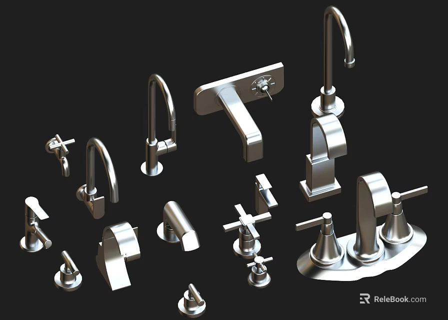 Various Modern Faucet Designs For Home Bathroom And Kitchen Use 3d model 