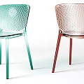 Transparent Leisure Chairs With Colorful Metal Legs And Modern Perforated Backrest Design