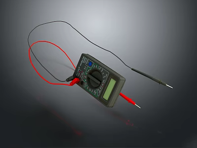 Digital Multimeter Electronic Testing Tool for Computer Repair with LCD Display and Probes 3d model