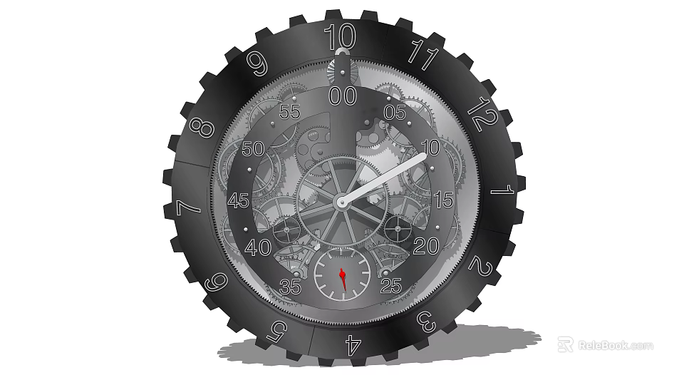 Unique Industrial Style Clock With Visible Gear Mechanism And Numeric 3d model 