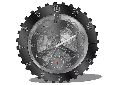 Unique Industrial Style Clock With Visible Gear Mechanism And Numeric 3d model