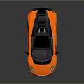 Orange Sports Car With Modern Sleek Exterior Black Roof And Silver Wheels