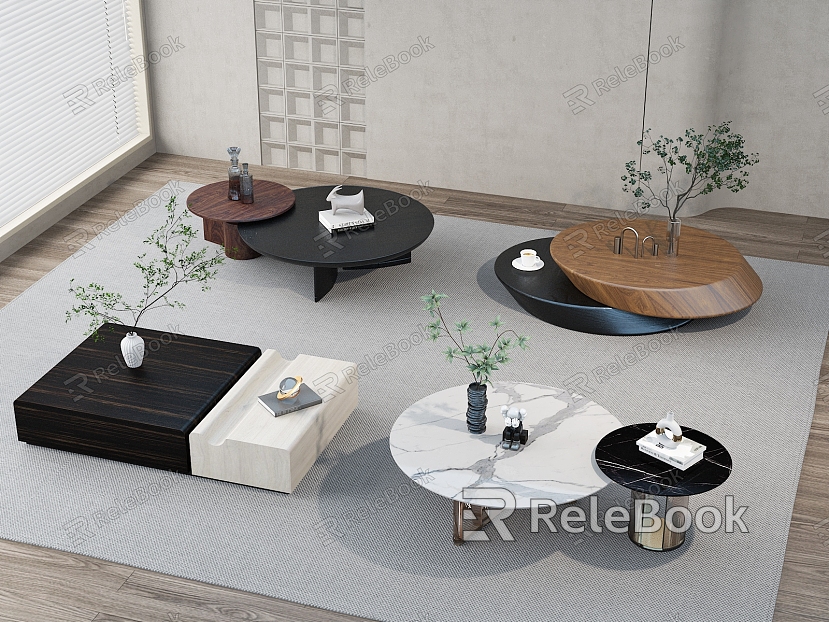 Modern coffee table combination ornaments green plants model