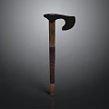 Classic Axe Weapon Featuring Wooden Handle And Metal Head With Textured Grip