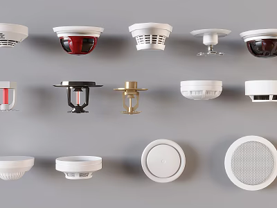 Diverse Fire Safety Equipment Collection With Smoke Detectors And Fire Alarm Devices 3d model