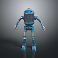 Blue Metallic Robot With Humanoid Design Shiny Surface And Mechanical Features