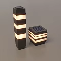 Solar Powered Outdoor Lights With Vertical And Cube Design Illuminated Stripes For Garden Patio