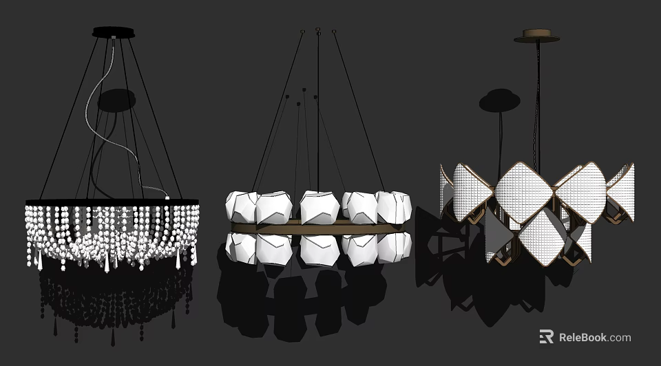 Modern Chandelier Designs Featuring Geometric Shapes Beaded Details And Multi Light Structures 3d model