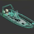 Modern Gray Inflatable Boat With Metal Frame Seats Console And Motor