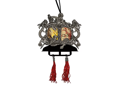 Intricate Traditional Chinese Decorative Chandelier With Dragon Ornaments And Red Tassels 3d model