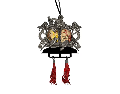 Intricate Traditional Chinese Decorative Chandelier With Dragon Ornaments And Red Tassels 3d model