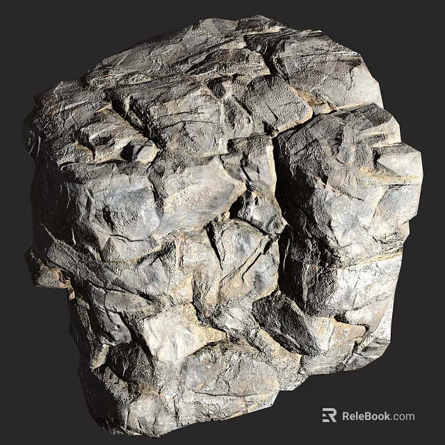 Rural Landscape With Natural Rock Featuring Rough Surface And Cracks Texture 3d model
