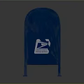 Blue Mailbox With USPS Logo Metal Construction Standing Design Front Opening Slot And Stable Base