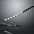 Traditional Japanese Samurai Sword With Silver Blade Black Handle And Decorative Scabbard