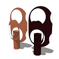 Two Modern Table Lamps in Brown Black with Circular Cutout and Cylindrical Base