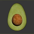 Fresh Halved Avocado with Green Flesh and Orange Pit Close Up