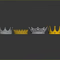 Four Silver And Gold Crowns With Ornate Designs As Decorative Household Items