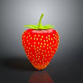 Vibrant Red Fresh Strawberry With Green Leaves And Yellow Seeds On Black Surface