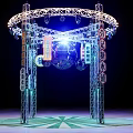 Modern Stage Design With Metal Frame Structure Illuminated Lighting Effects And Globe Decoration