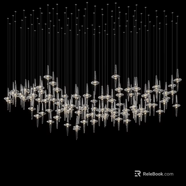 Modern Crystal Chandelier With Hanging Glass Pendants For Stylish Interior Decor 3d model 