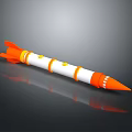 Orange and White Rocket Weapon with Fins and Detailed Yellow Markers Design
