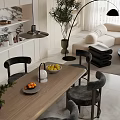 Modern Living Dining Room Interior With White Sofa Black Coffee Table And Wall Art