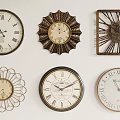 Vintage Decorative Clocks With Various Designs And Different Shapes On White Background
