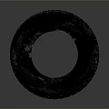 Isolated Automotive Tire with Deep Tread Pattern on Gray Background