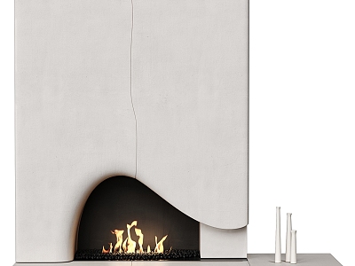 Simple stone fireplace stove 3d model