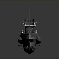 Detailed Battleship Model 3D Rendering With Metallic Texture And Dark Background 3d model