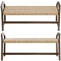 Modern Wicker Seat Sofa Bench With Wooden Frame For Living Room