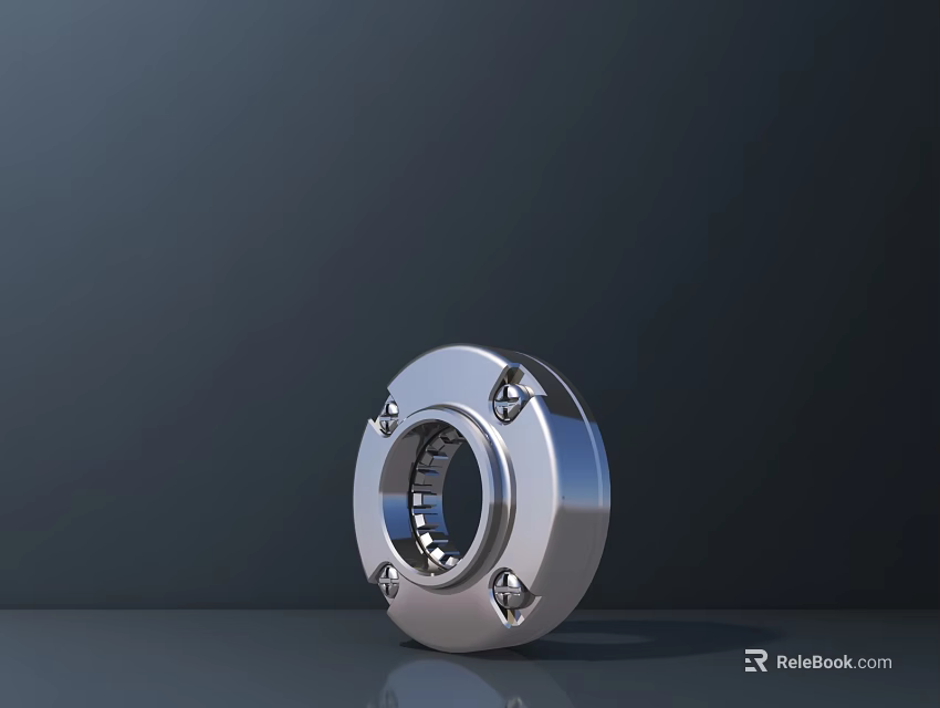 Smart Machine Precision Metal Bearing With Bolted Design And Silver Surface 3d model 