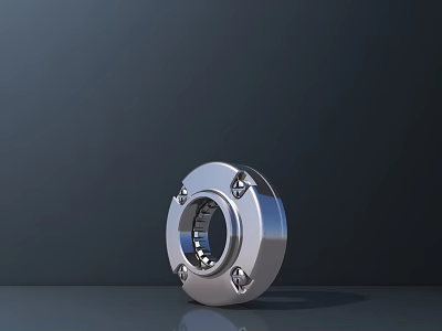 Smart Machine Precision Metal Bearing With Bolted Design And Silver Surface 3d model