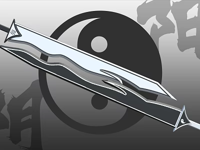 Decorative Sword With Yin Yang Symbol In Traditional Chinese Background 3d model