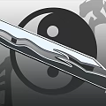 Decorative Sword With Yin Yang Symbol In Traditional Chinese Background