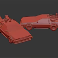 DeLorean DMC 12 Retro Futuristic Cars with Gullwing Doors and Rear Equipment on Reflective