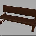 Natural Outdoor Scene With Red Leather Bench And Wooden Frame