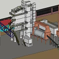 Industrial Equipment Facility With Towers Conveyor Belts Pipes And Processing Machinery