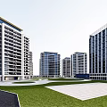 Modern High Rise Residential Complex With Green Spaces And Surrounding Roads