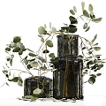 Jewelry Ornaments Combination Flower Glass Pampas Grassland Luxury Plant 3d model