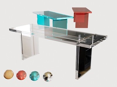 Acrylic dining table desk 3d model