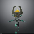 3D Fantasy Character With Stone Headdress Flaming Top And Blue Glowing Body