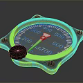 Round Pressure Gauge With Blue Casing Scale Markings Adjustment Knob And Transparent Cover