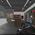 Jialing Motorcycle Store With Red Exterior Modern Glass Doors And Motorcycles Parked Outside